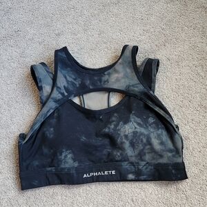 Alphalete Tie-Dye Black and Gray Sports Bra